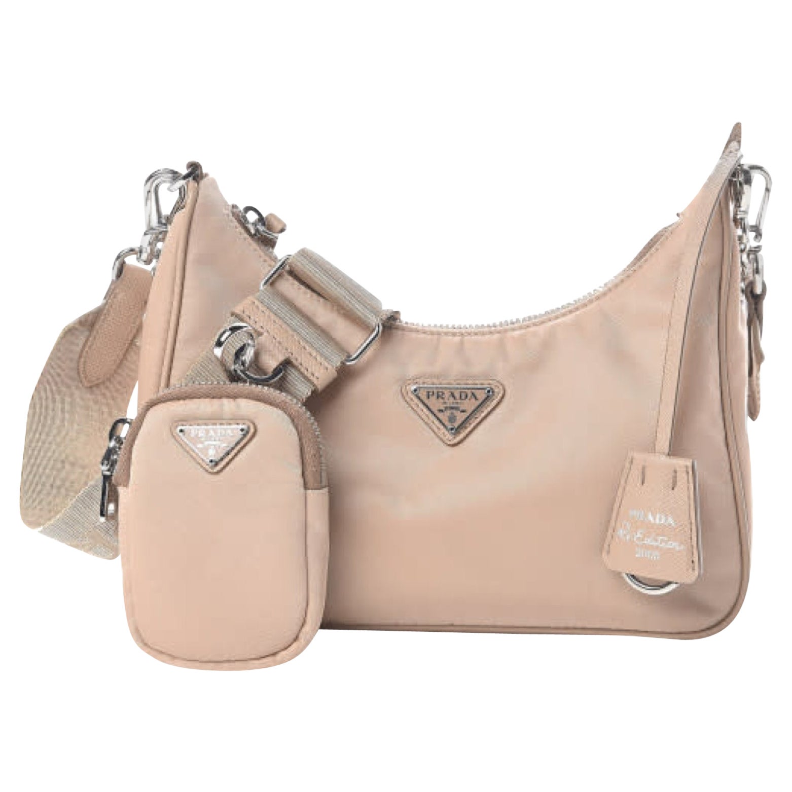 Prada Re-Edition 2005 Cameo Beige Saffiano Leder-Umhängetasche