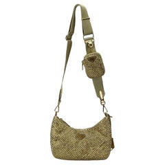 Used Prada Re-edition 2005 Crystal Embellished Leather And Nylon Shoulder Bag