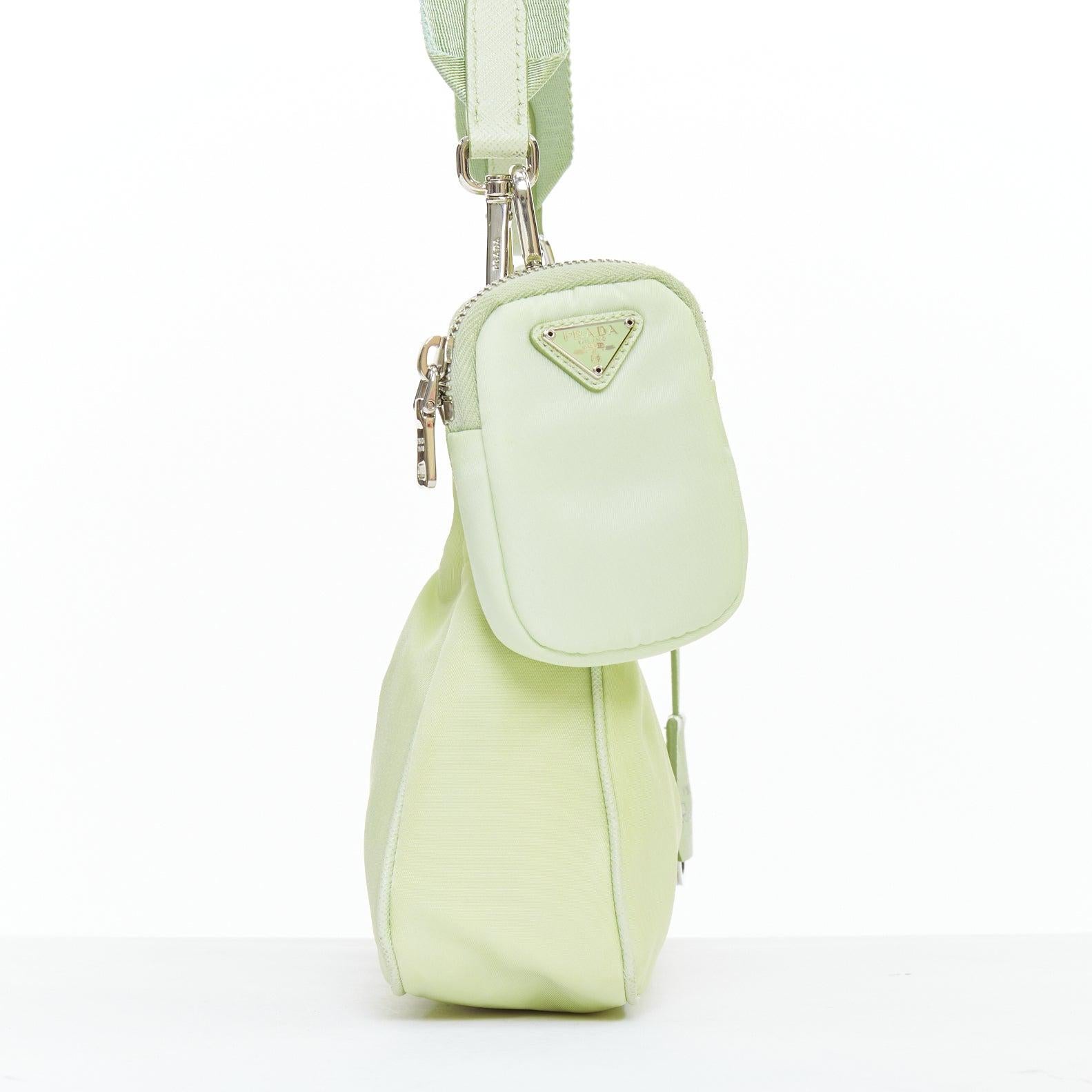 PRADA Re-edition 2005 Re-nylon Trio mint green nylon crossbody bag In Good Condition For Sale In Hong Kong, NT