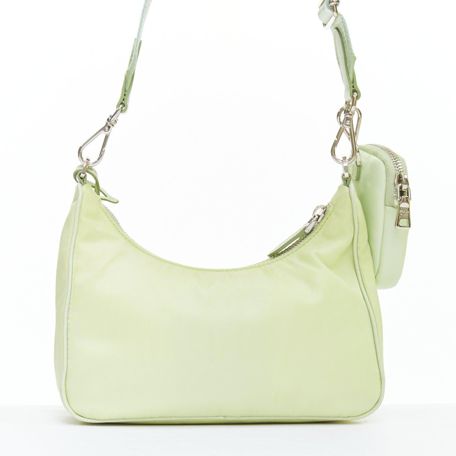 Women's PRADA Re-edition 2005 Re-nylon Trio mint green nylon crossbody bag For Sale