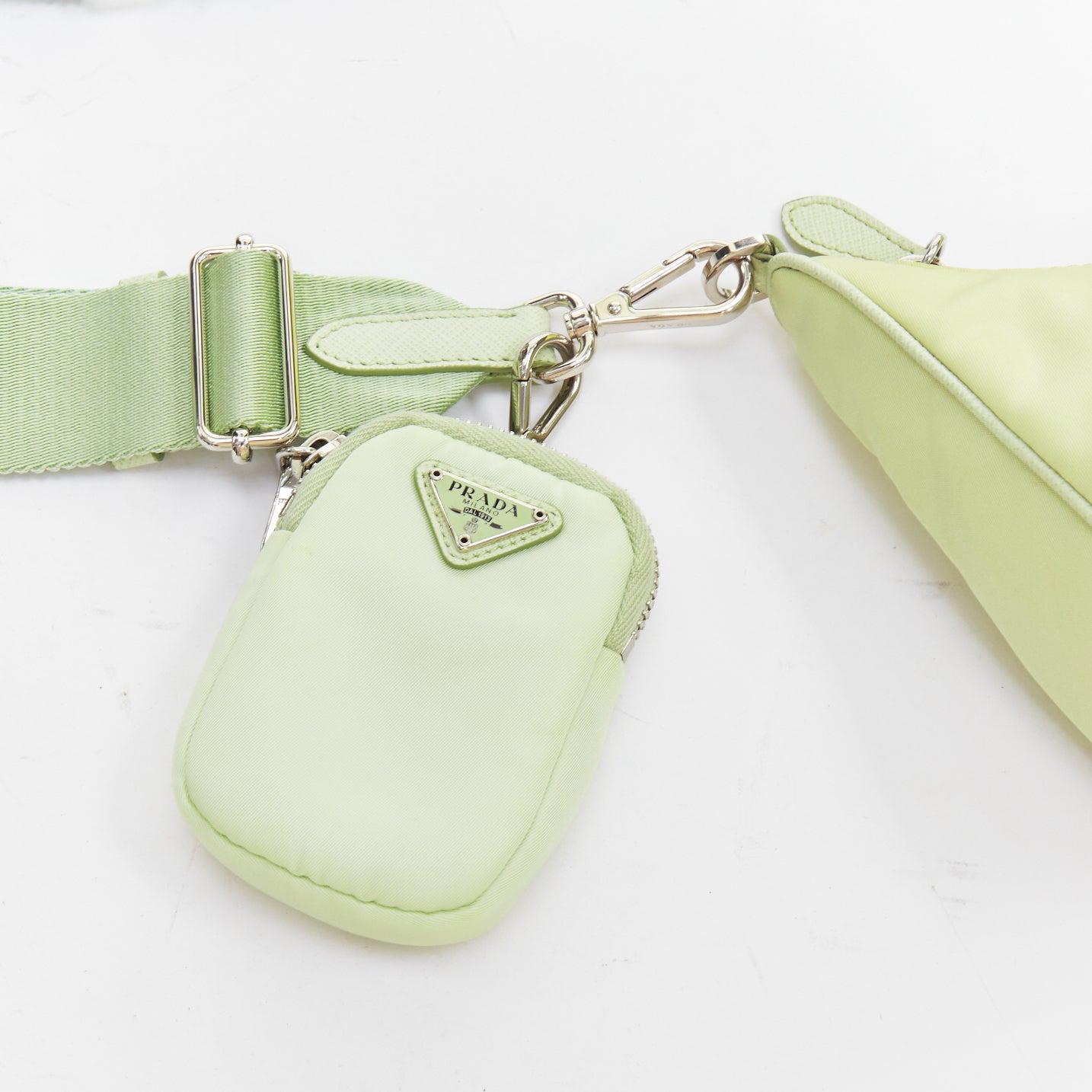 PRADA Re-edition 2005 Re-nylon Trio mint green nylon crossbody bag For Sale 2