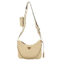 Used Prada Re-Edition 2005 Shoulder Bag Raffia Small