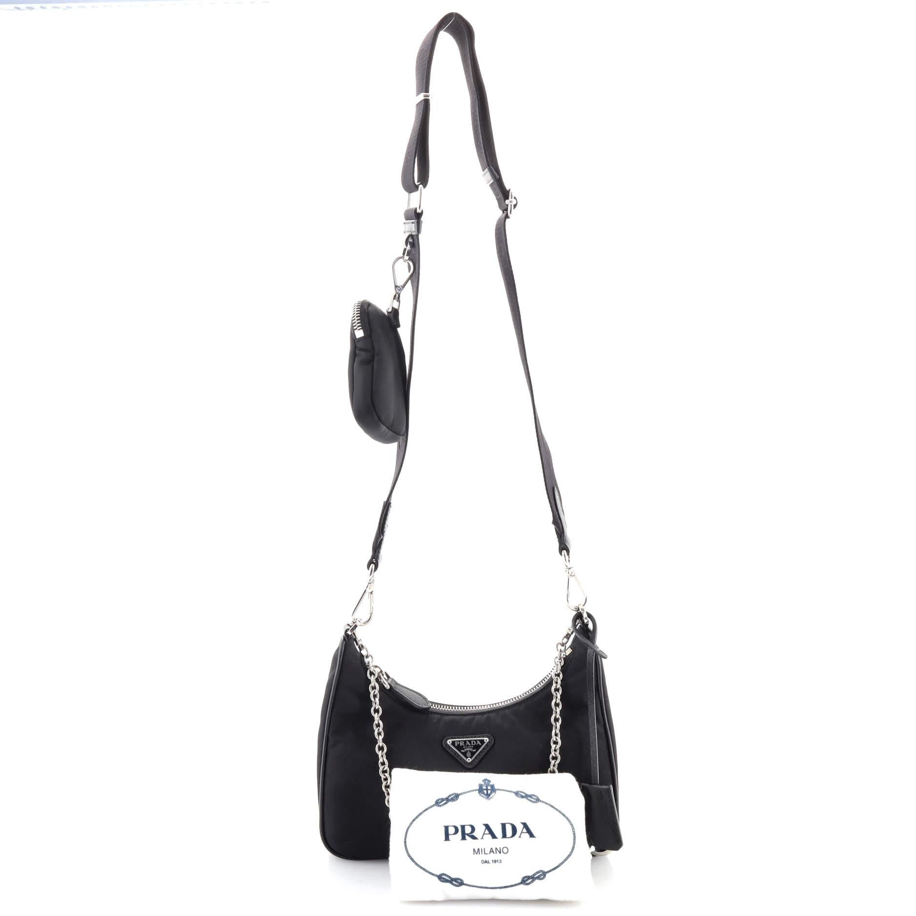 Condition: Very good. Marks and wear on exterior, peeling on exterior pipping. Discoloration and pilling on exterior and pochette zipper tape, minor splitting on zipper pull wax edges, fraying in interior, scratches on hardware.
Accessories: