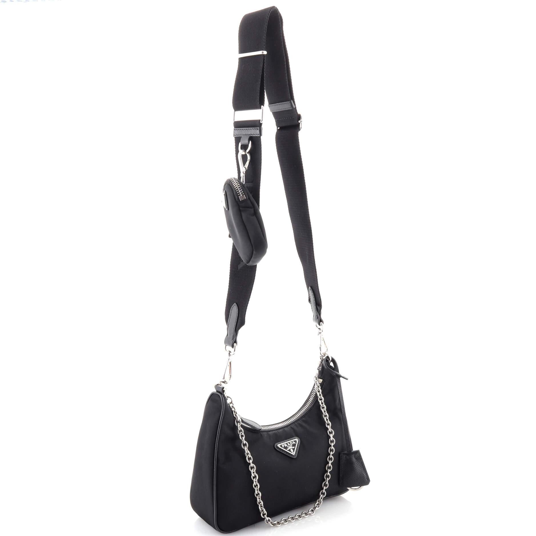 Black Prada Re-Edition 2005 Shoulder Bag Tessuto Small
