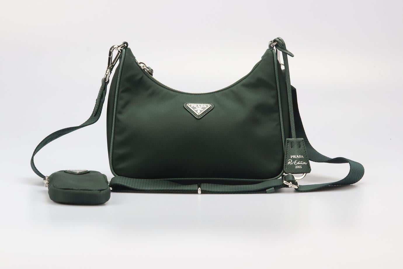 Prada Re-edition 2005 Textured Leather And Nylon Shoulder Bag In Excellent Condition In London, GB