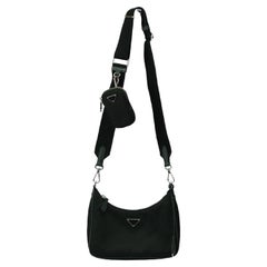 Used Prada Re-edition 2005 Textured Leather And Nylon Shoulder Bag