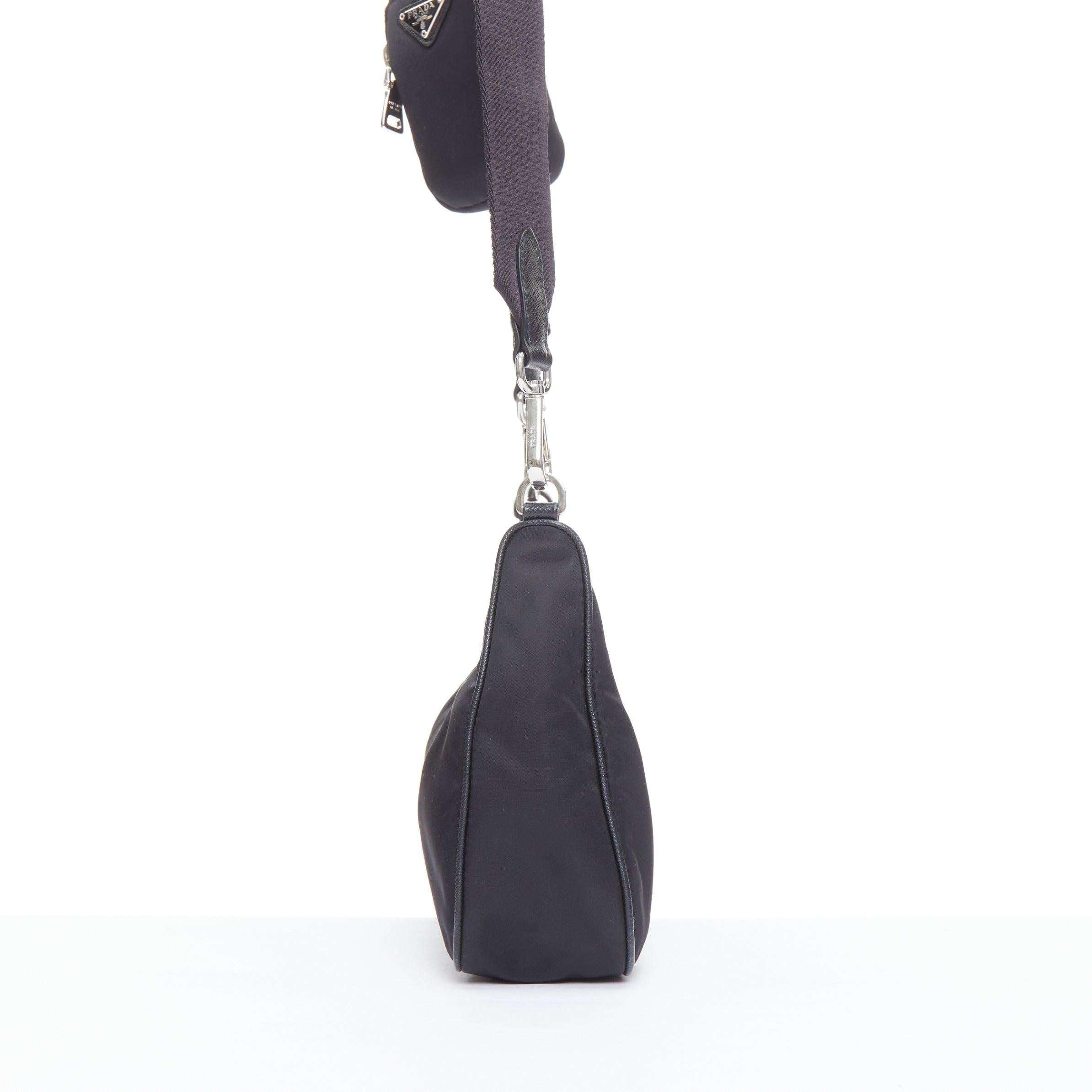 PRADA Re-Edition 30 Re-Nylon 3 in 1 black nylon logo crossbody hobo bag In Good Condition For Sale In Hong Kong, NT