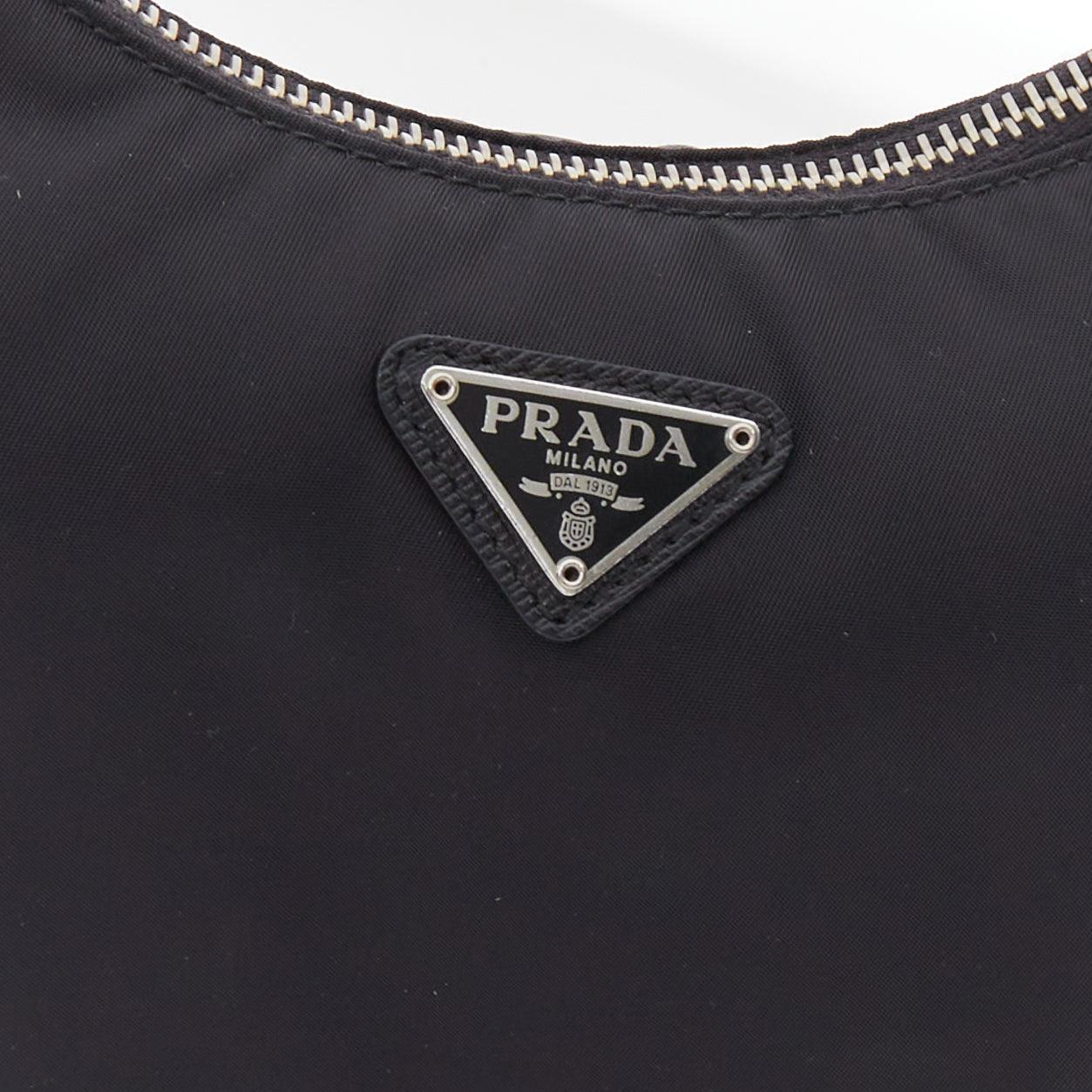 PRADA Re-Edition 30 Re-Nylon 3 in 1 black nylon logo crossbody hobo bag For Sale 2