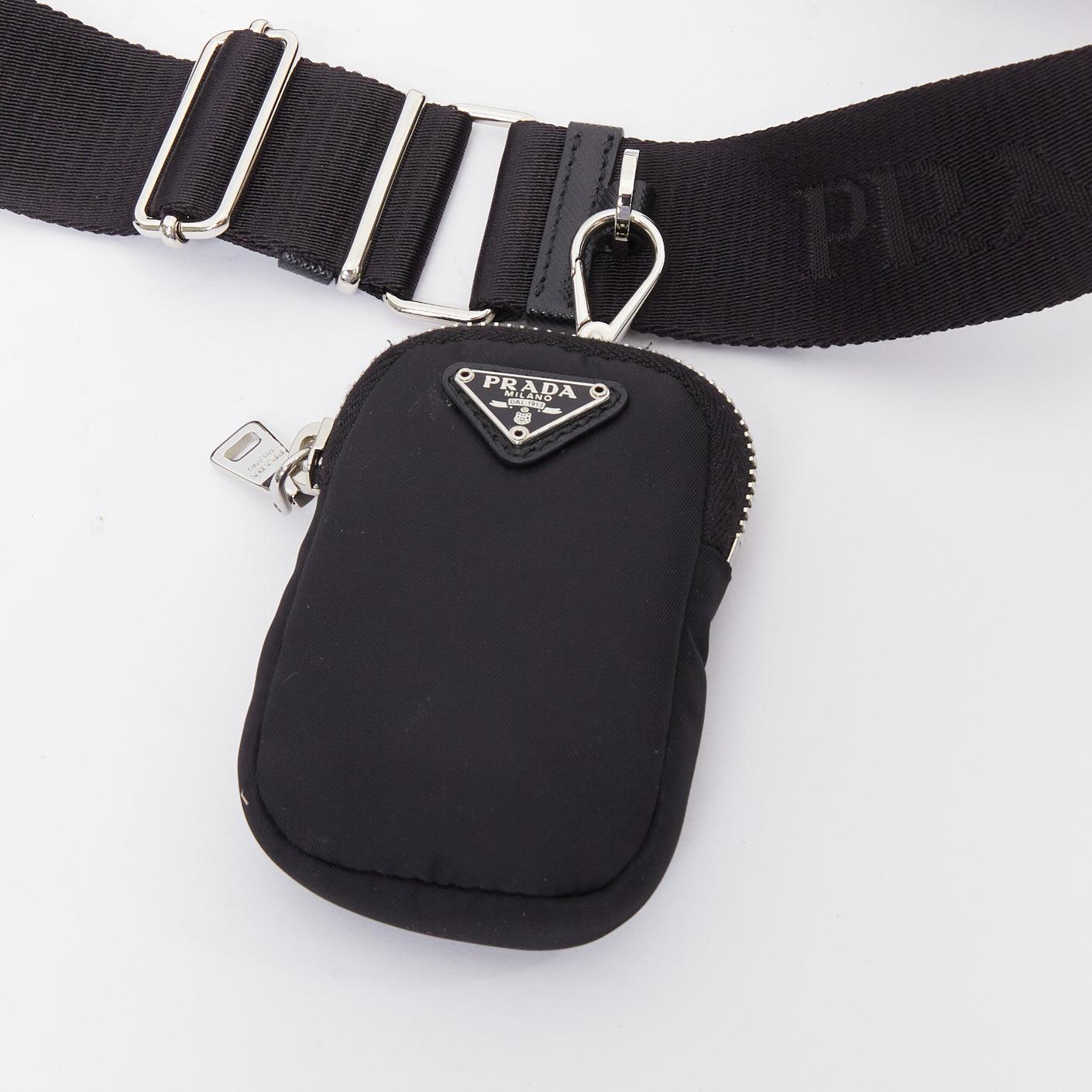 PRADA Re-Edition 30 Re-Nylon 3 in 1 black nylon logo crossbody hobo bag For Sale 3
