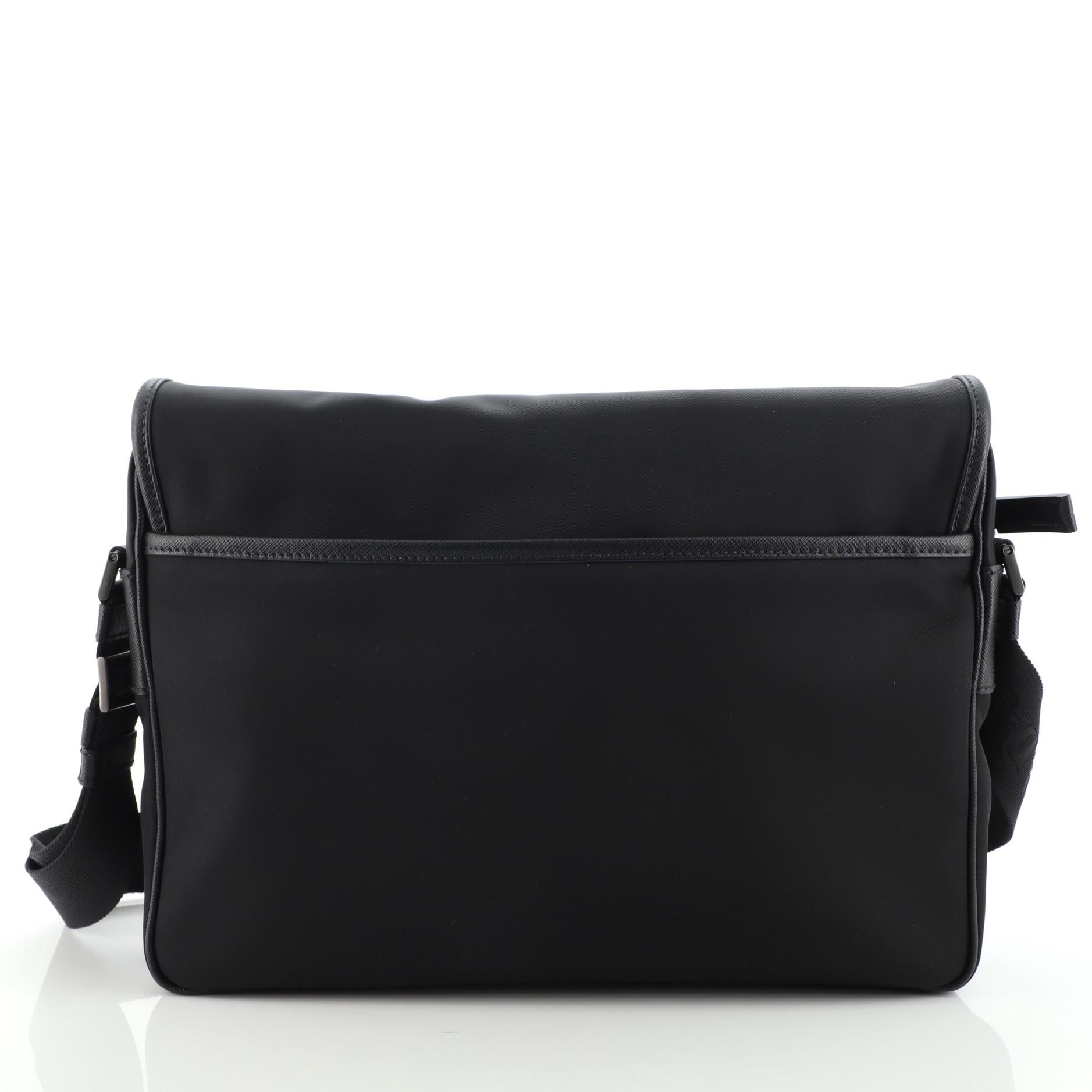Black Prada Re-Edition Flap Messenger Bag Re-Nylon Medium