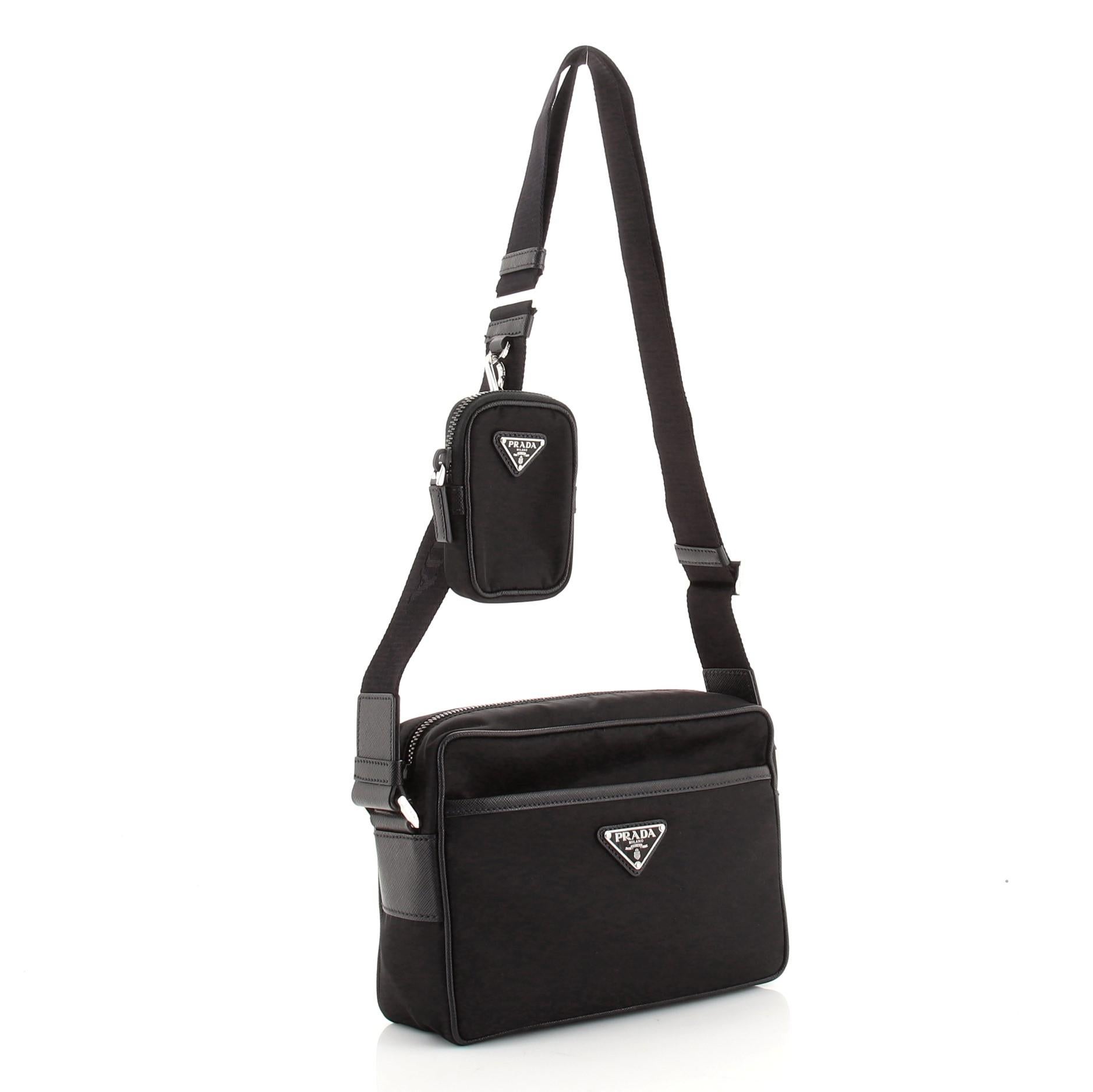 Black Prada Re-Edition Front Pocket Messenger Bag Tessuto Medium