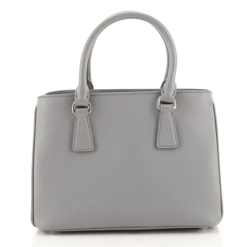 Gray Prada Re-Edition Galleria Tote Saffiano Leather Micro