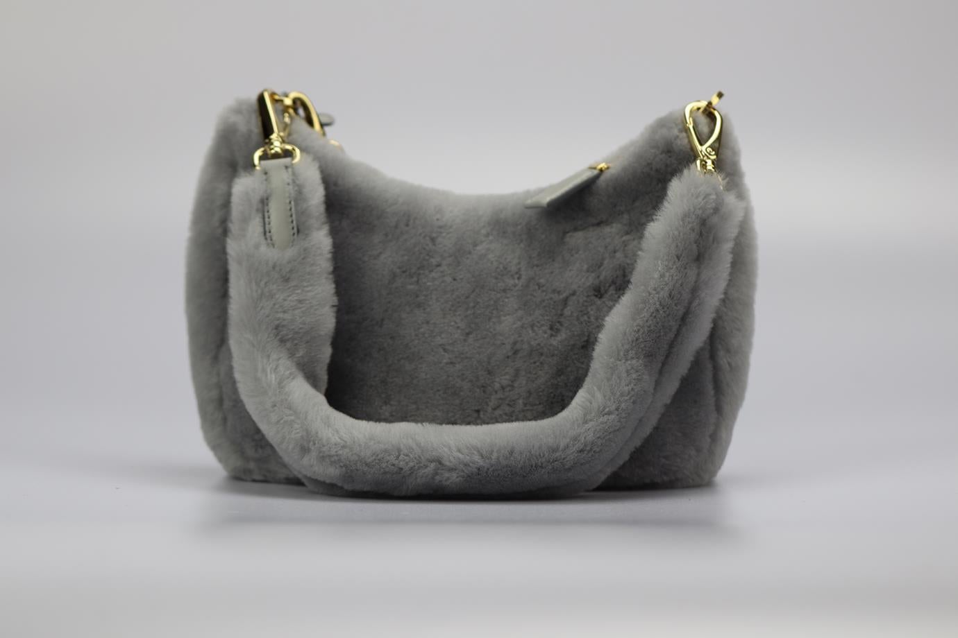 Women's Prada Re-edition Shearling And Leather Shoulder Bag