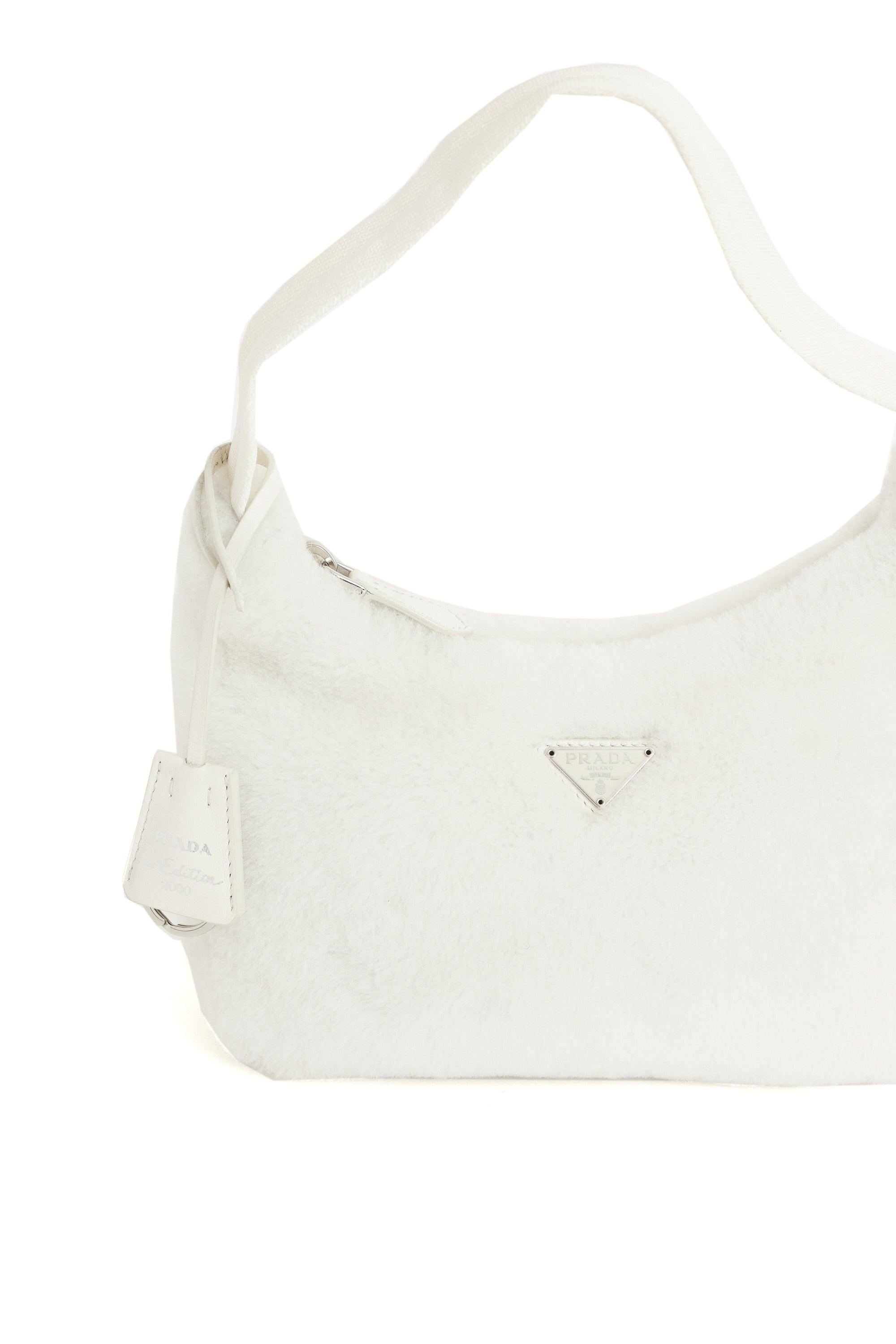 Prada Re-edition Shearling Hobo Bag In Excellent Condition In London, GB