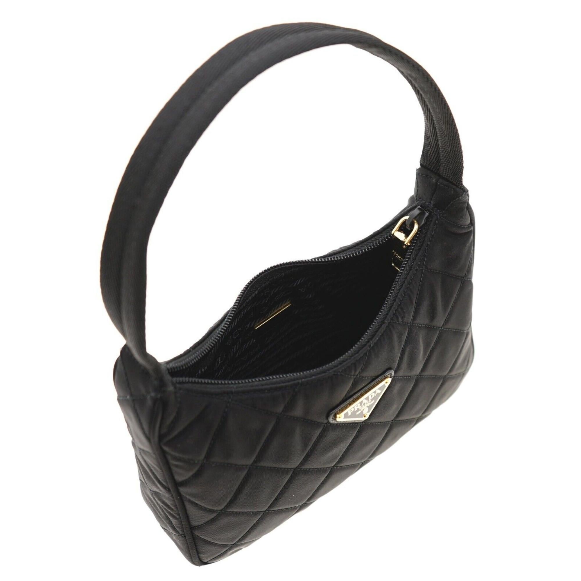 Prada Re-editon Mini Quilted Black Nylon Shoulder Bag Gold Hardware For Sale 1