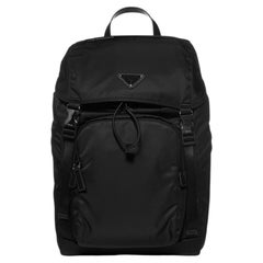 Prada Re-Nylon and Saffiano Leather Backpack — Black