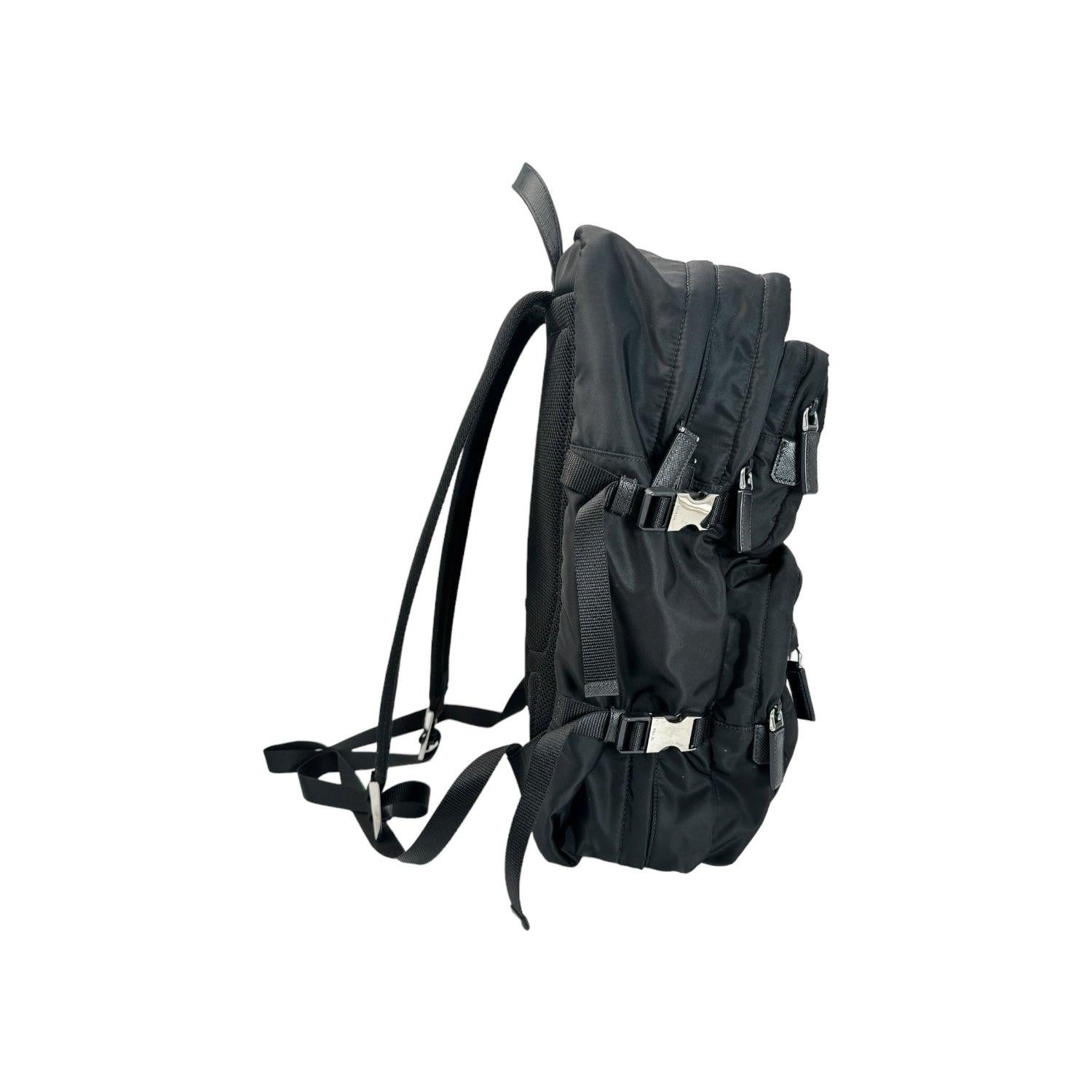 Black Prada Re-Nylon And Saffiano Leather Backpack