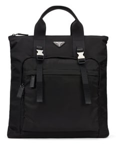 Prada Re-Nylon and Saffiano Leather Tote Bag — Black