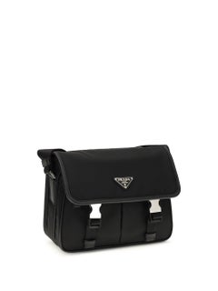 Prada Re-Nylon and Saffiano Shoulder Bag — Black