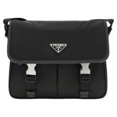 Prada Re-Nylon and Saffiano Shoulder Bag — Black