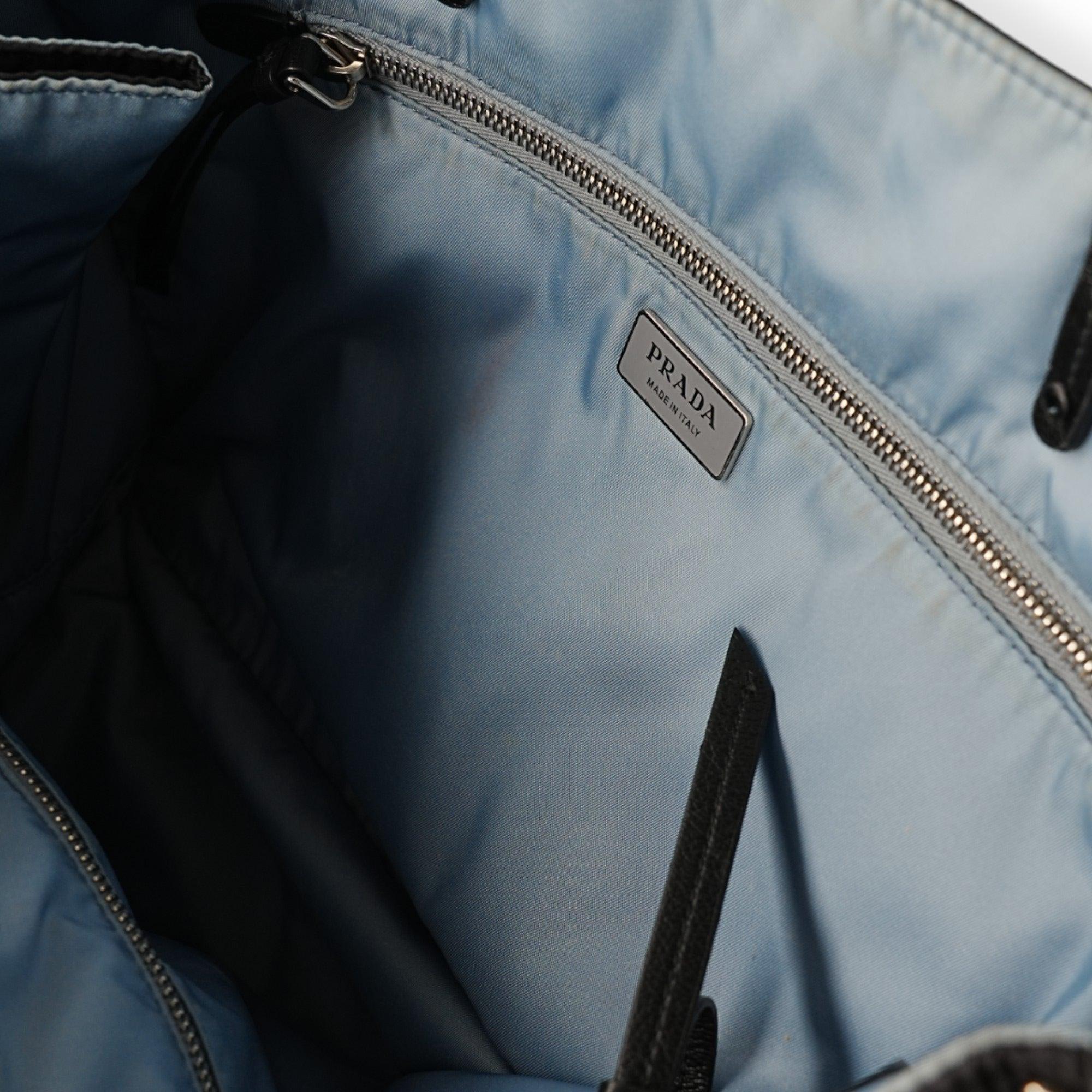 Prada Re-Nylon Black and Blue Riveted Tote Bag - '20s 2