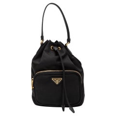 Prada Re-nylon Black Bucket Duet Shoulder Bag