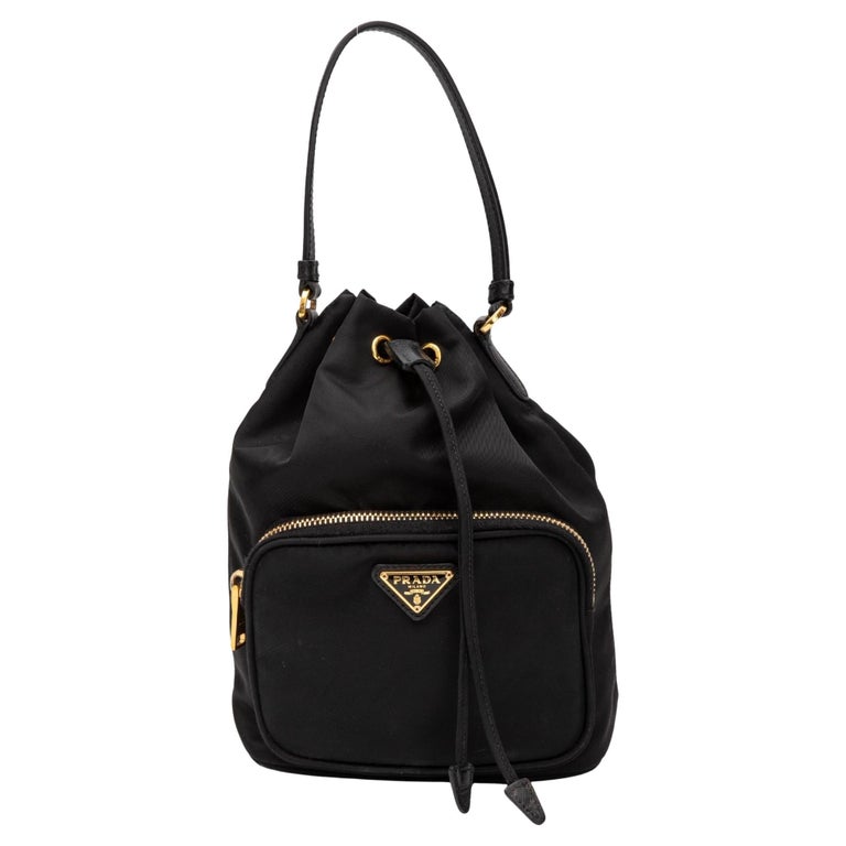 Prada ReNylon Black Bucket Duet Shoulder Bag For Sale at 1stDibs