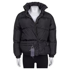 Prada Re-Nylon Black Oversized Down Puffer Jacket IT 36 XXS