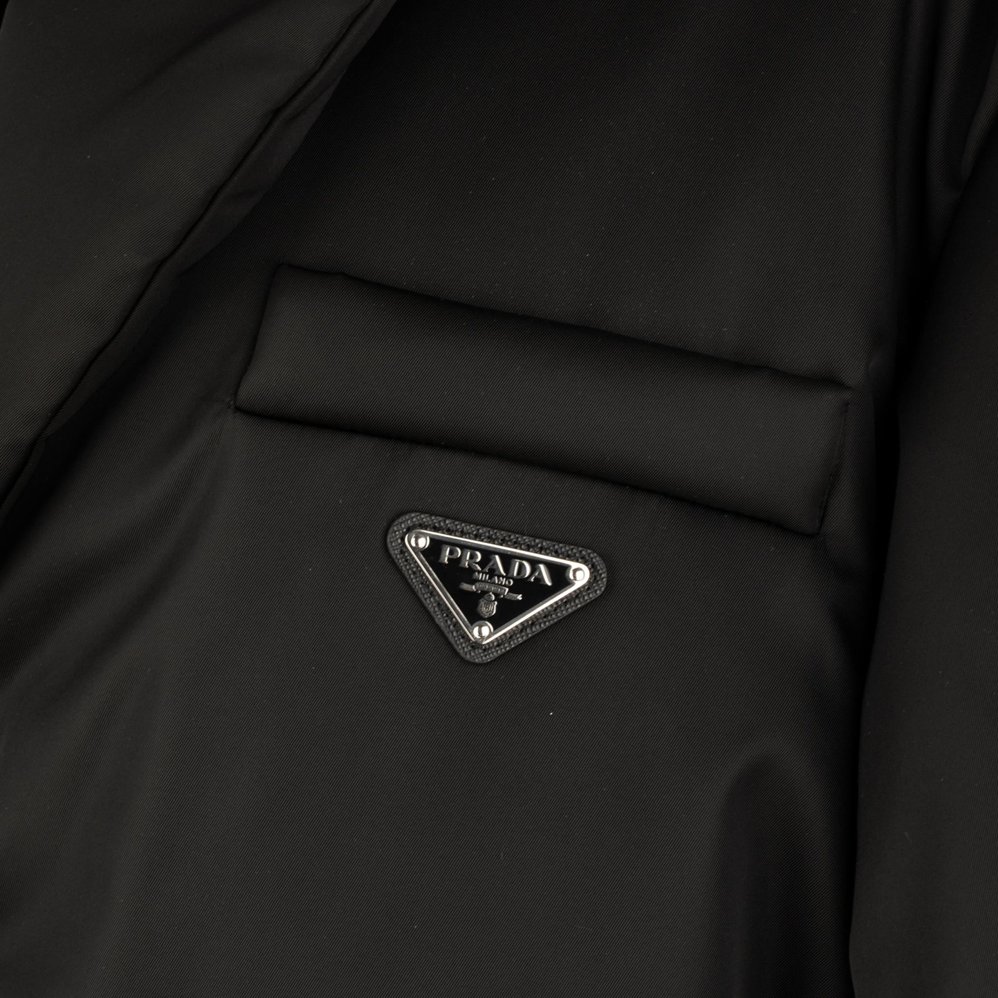 Women's Prada Re-Nylon Black Quilted Coat With Belt 40 IT
