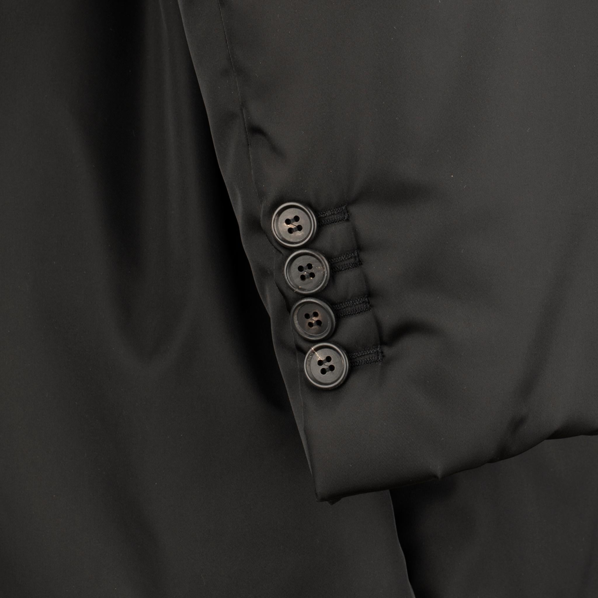 Prada Re-Nylon Black Quilted Coat With Belt 40 IT 1