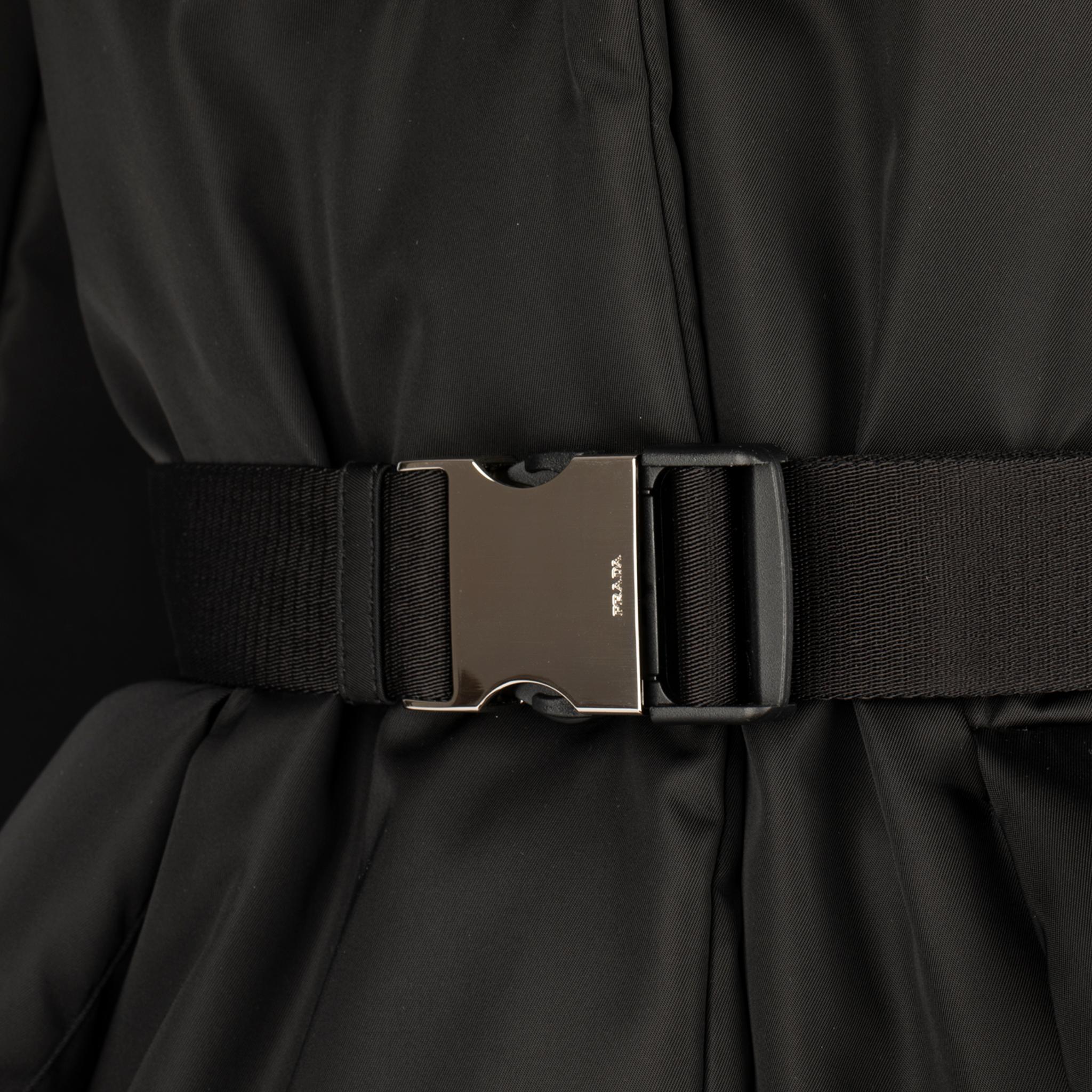 Prada Re-Nylon Black Quilted Coat With Belt 40 IT 3