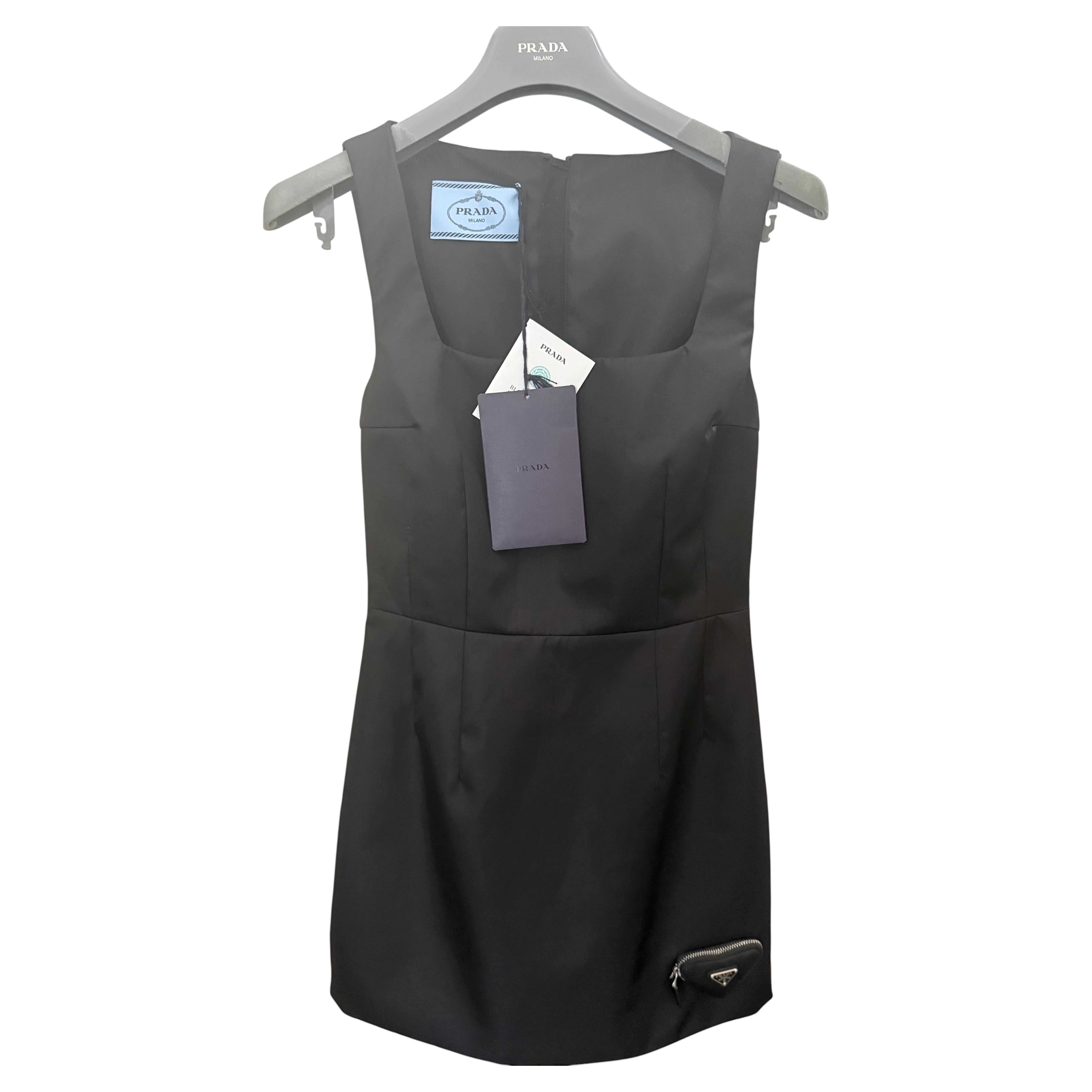 Pre-owned Prada Re-nylon Black Sheath Dress - Nwt - Size 36s