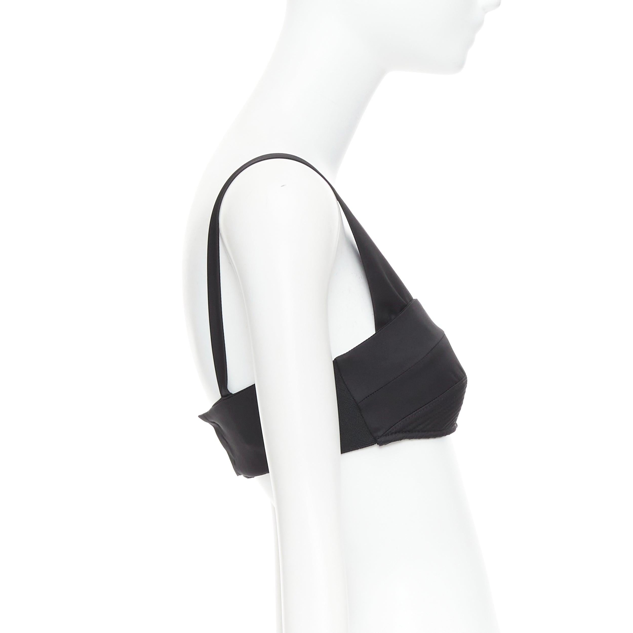 PRADA Re-Nylon noir triangle logo découpe couture contour crop top bralette IT36 Neuf - En vente à Hong Kong, NT