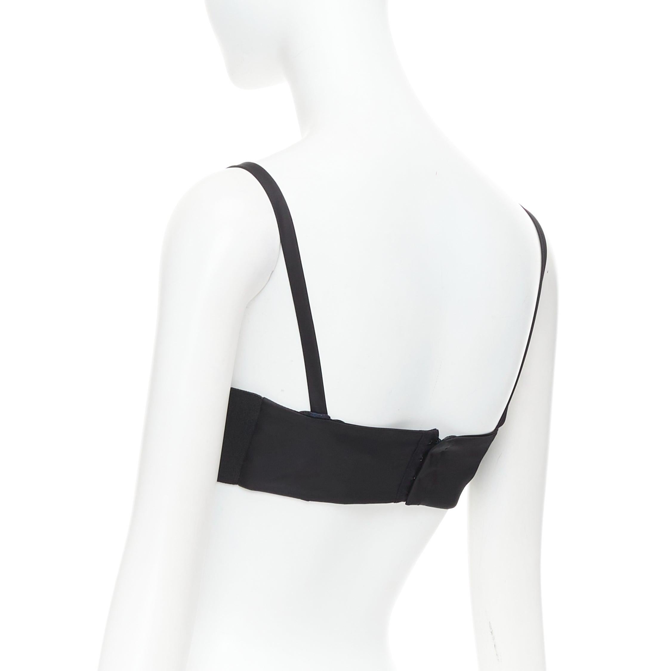 PRADA Re-Nylon noir triangle logo découpe couture contour crop top bralette IT36 en vente 1