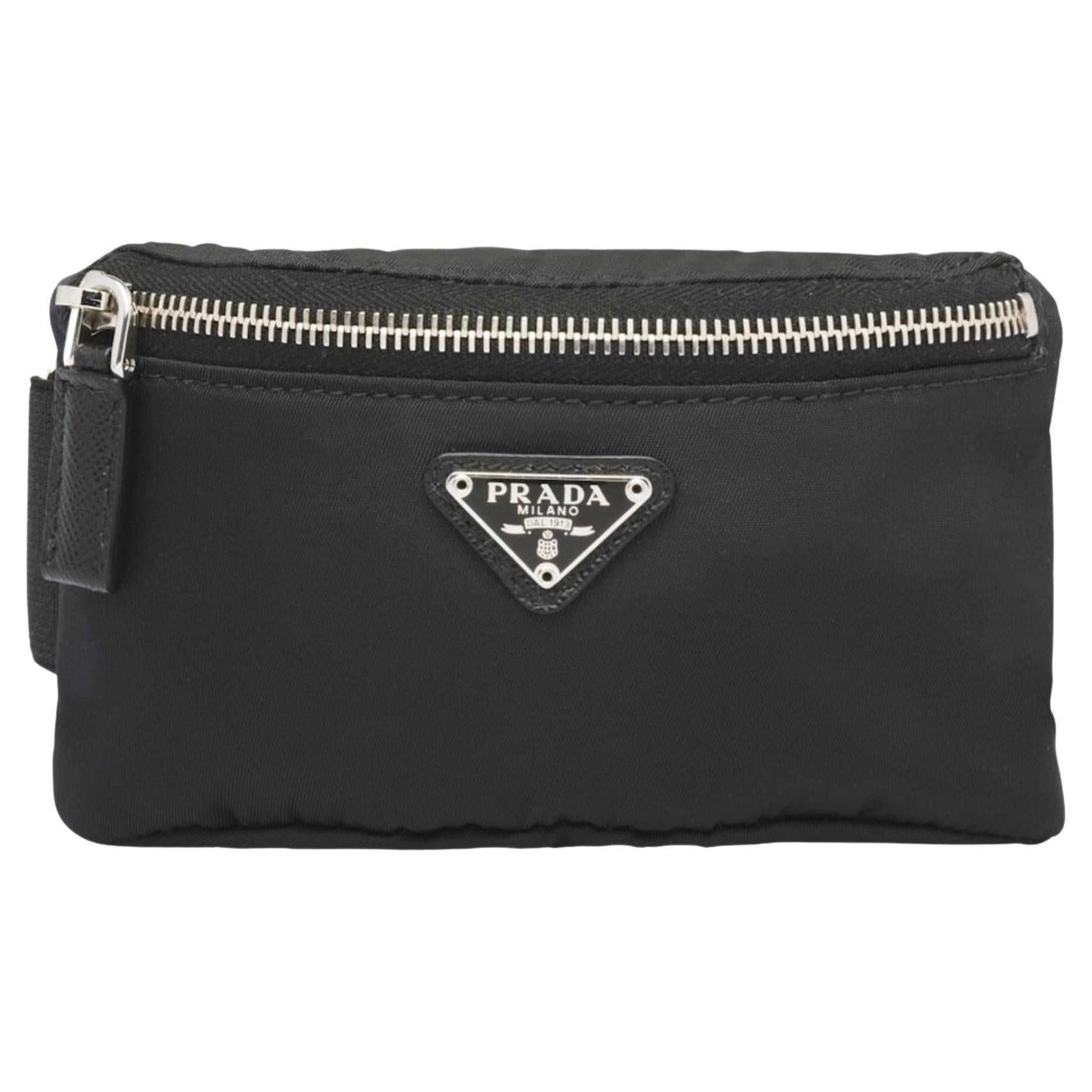 Prada Re-Nylon Black Wrist Bag Mini Pouch For Sale at 1stDibs