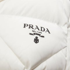 PRADA RE-NYLON cream goose down feather triangle quilted puffer jacket IT38