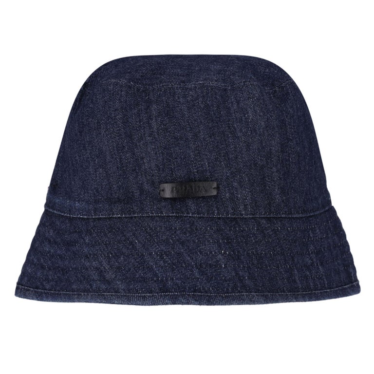Prada Re-Nylon and Denim Reversible Bucket Hat With Enameled  display picture 1