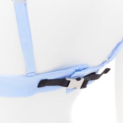 PRADA Re-Nylon light blue triangle logo plunge crop top bustier bralette IT38 XS