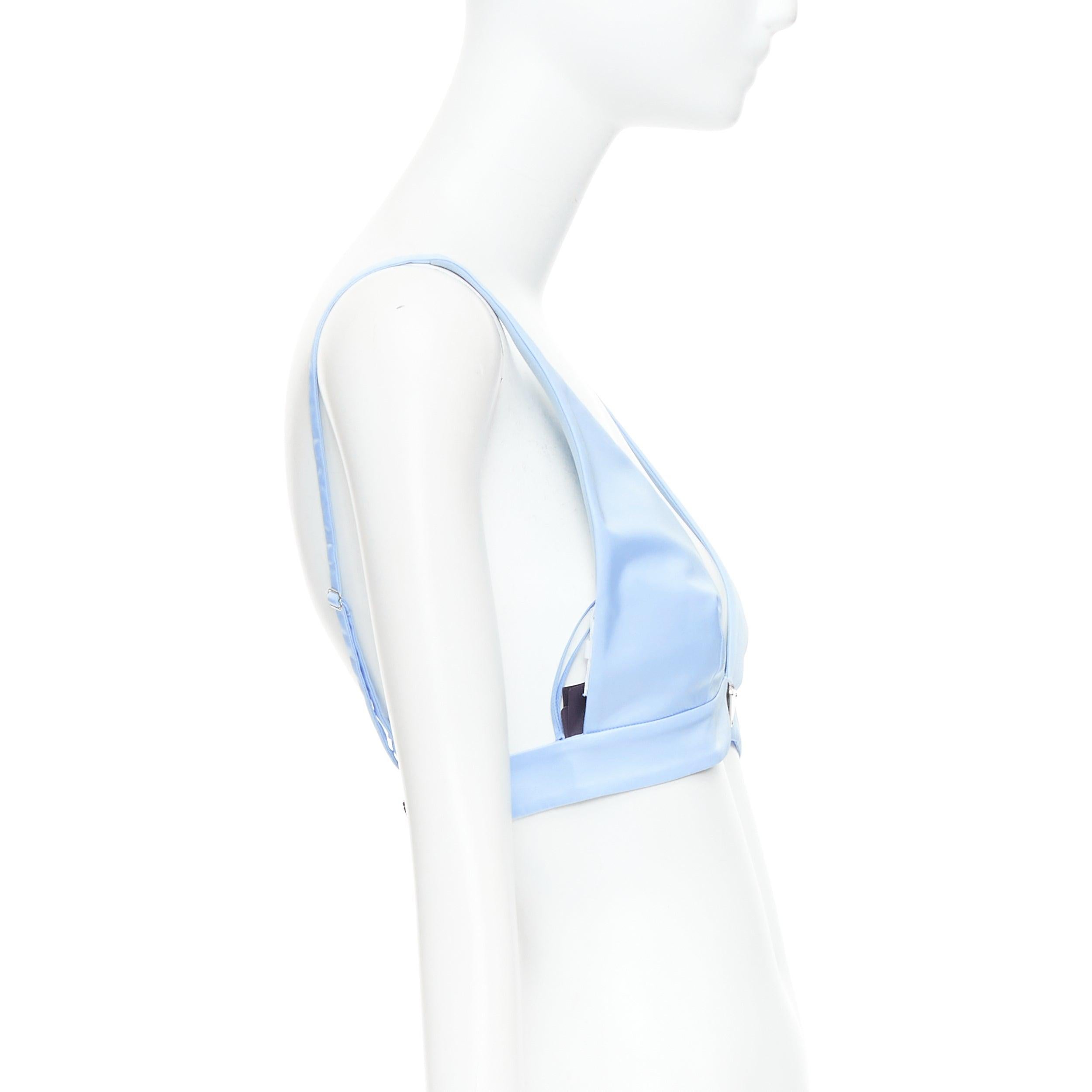 PRADA Re-Nylon azul claro triángulo logo plunge crop top bustier bralette IT38 XS en Nuevo estado para la venta en Hong Kong, NT