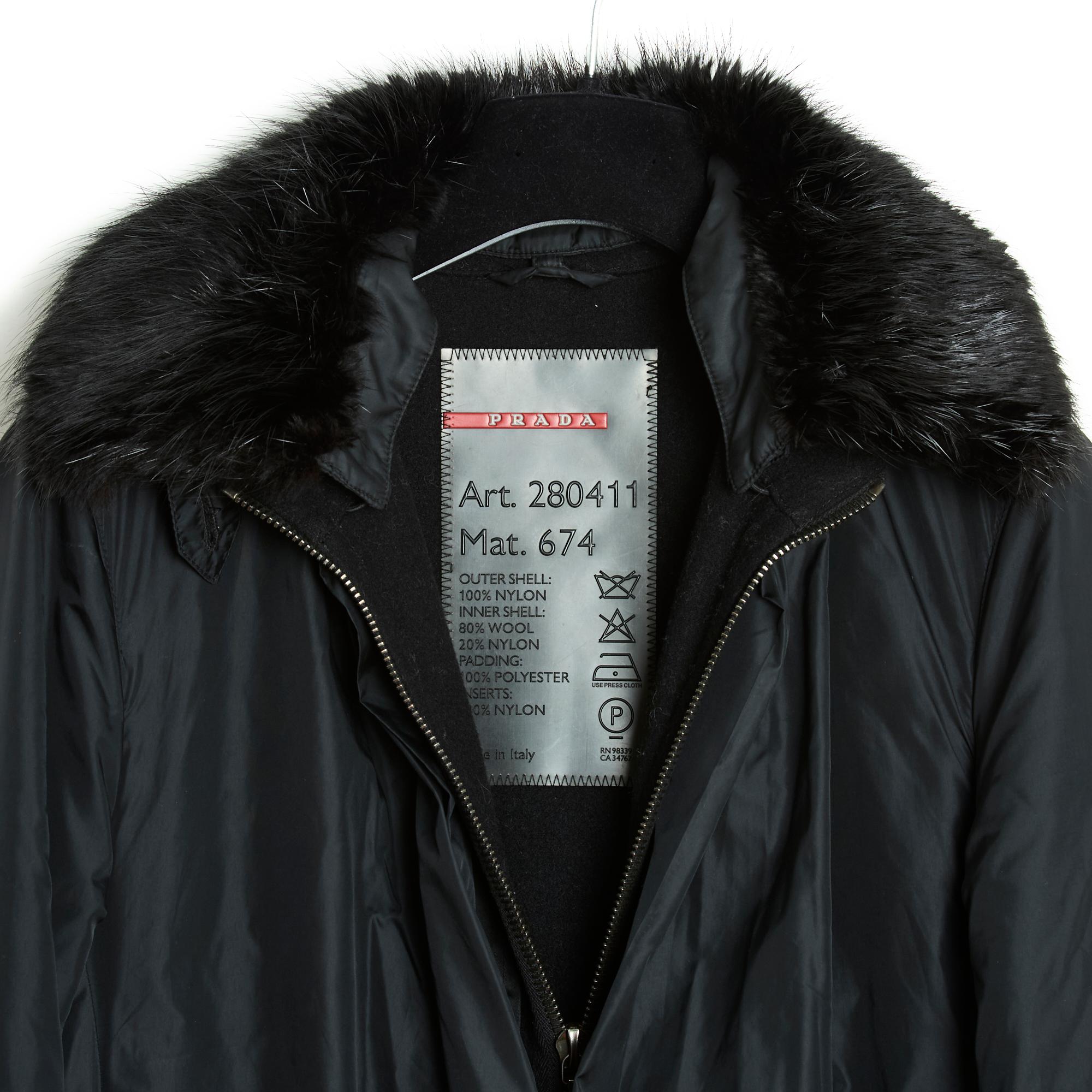 Prada Re-Nylon Manteau FR40 Coat Black For Sale 3