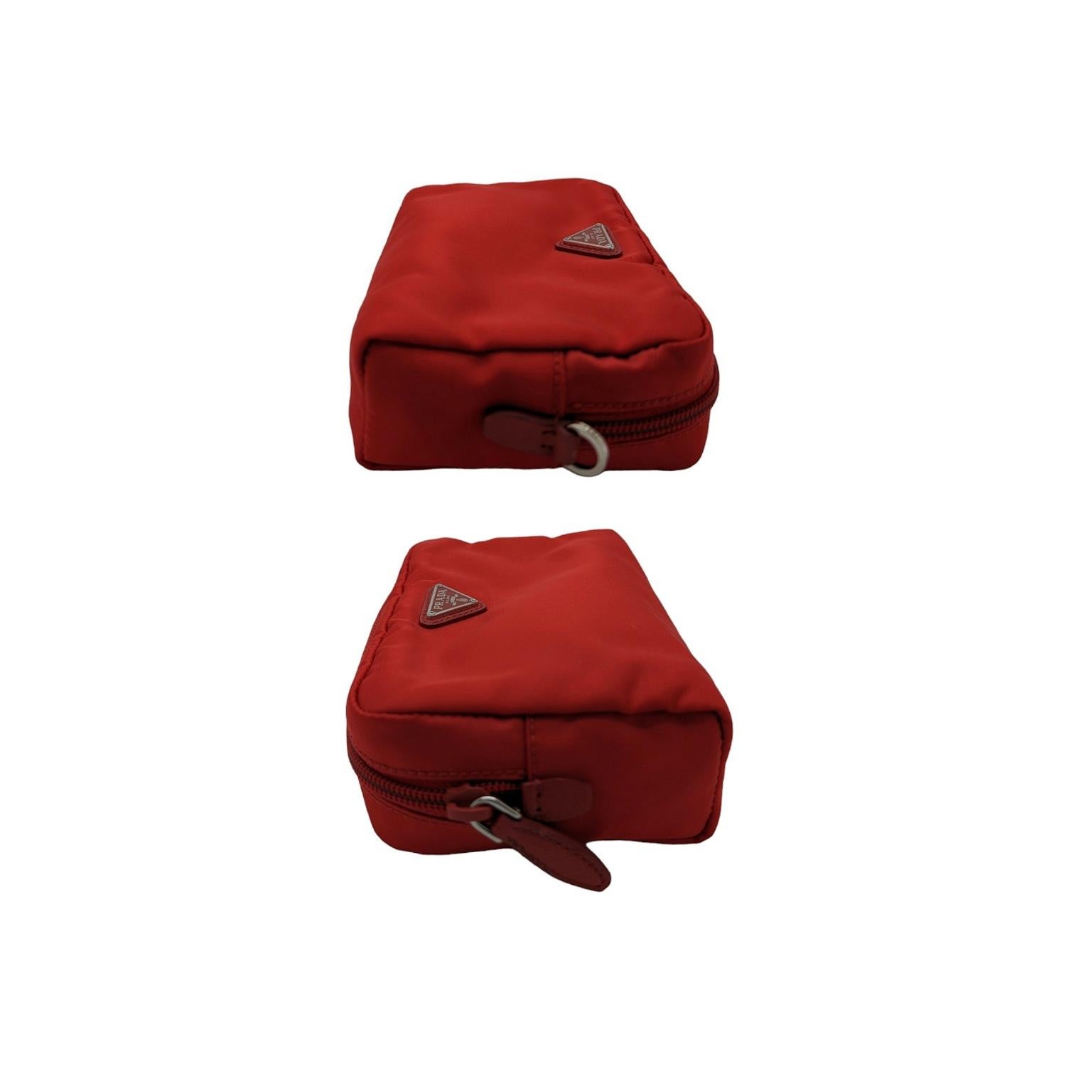 Red Prada Re-Nylon Necessaire Mini Cosmetic Case Pouch