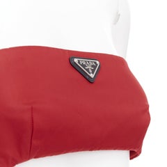 PRADA Re-Nylon red triangle logo plate strapless bustier tube top IT40 S
