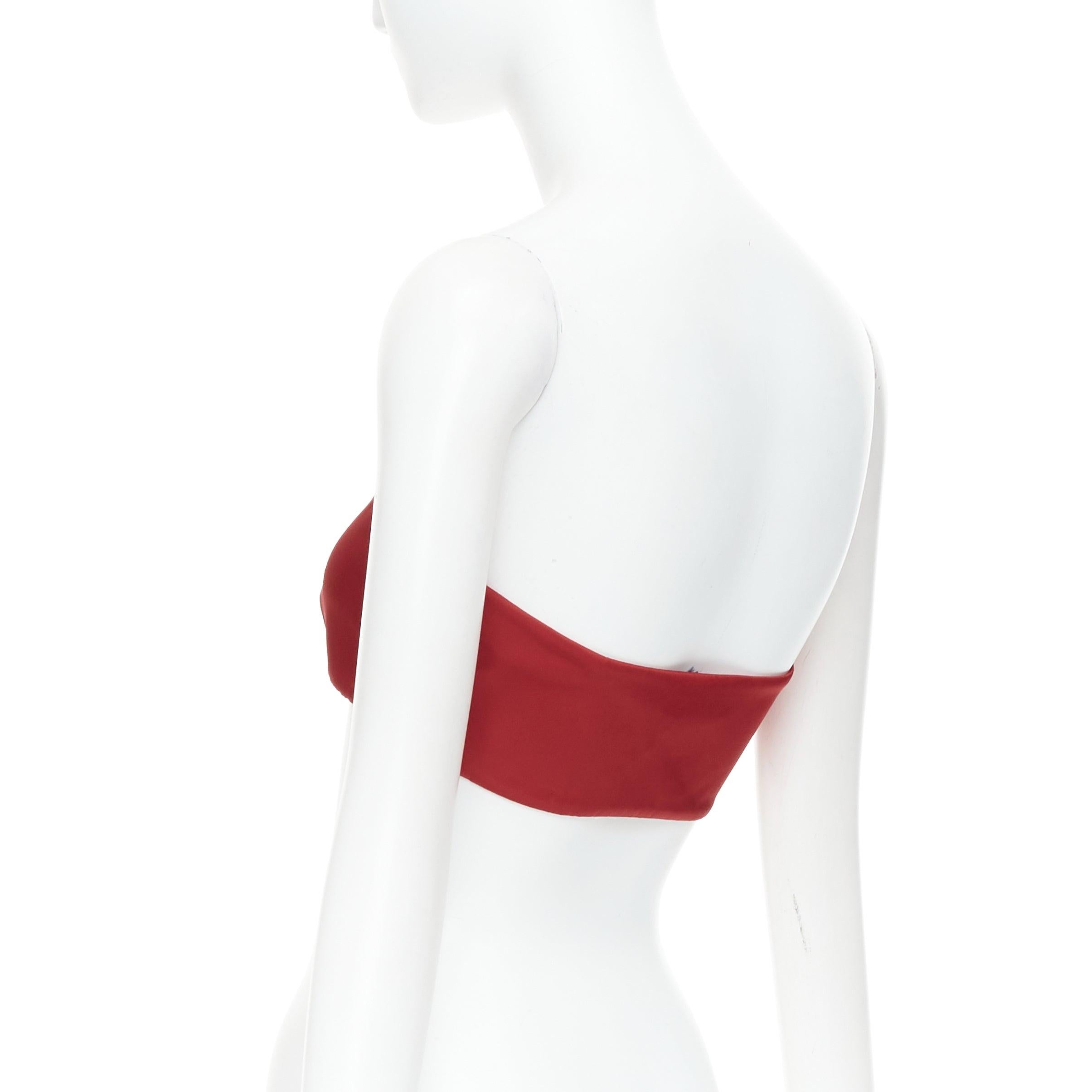 PRADA Re-Nylon red triangle logo plate strapless bustier tube top IT40 S For Sale 1