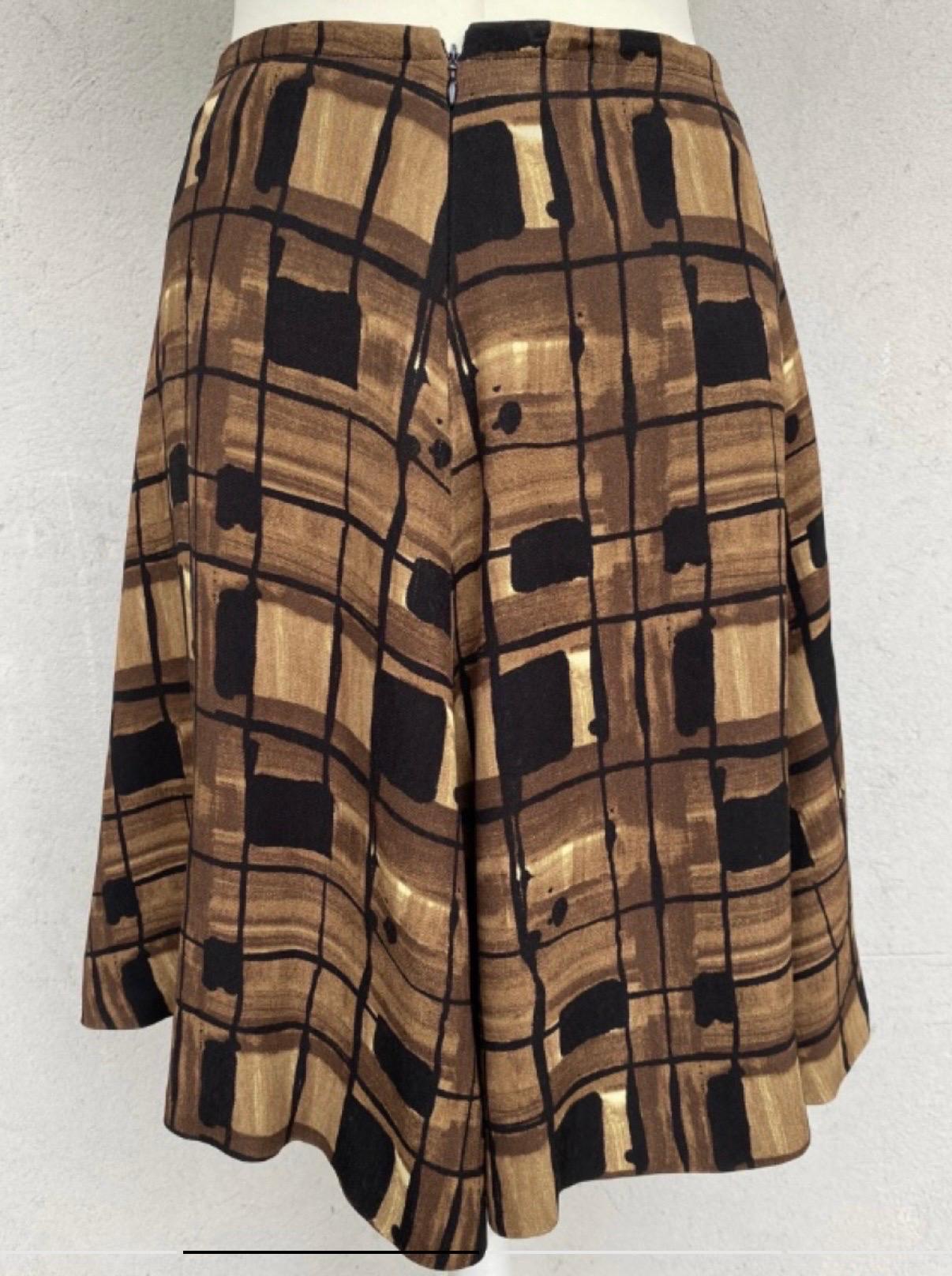 brown plaid a line skirt