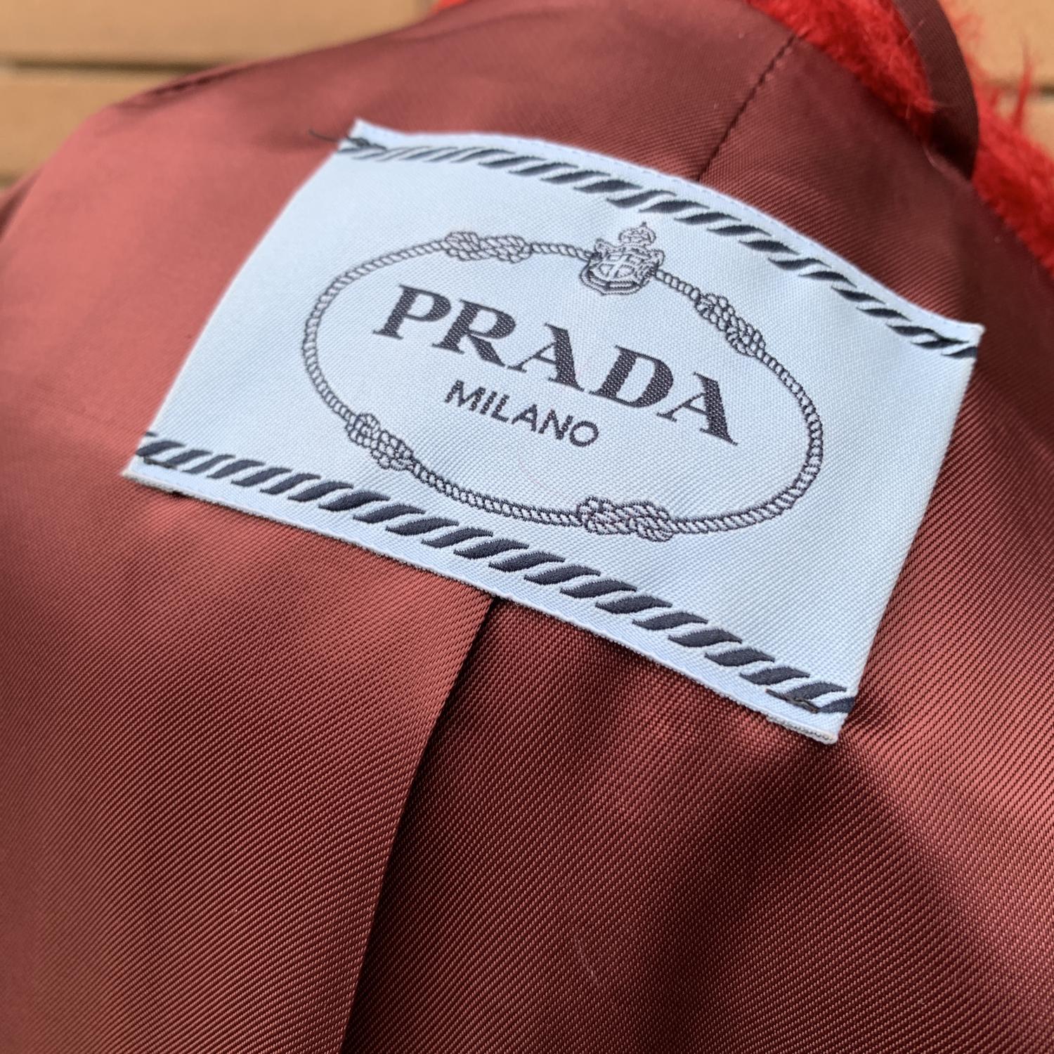 Prada Red Alpaca and Wool Caban Jacket Size 38 IT In Excellent Condition In Rome, Rome