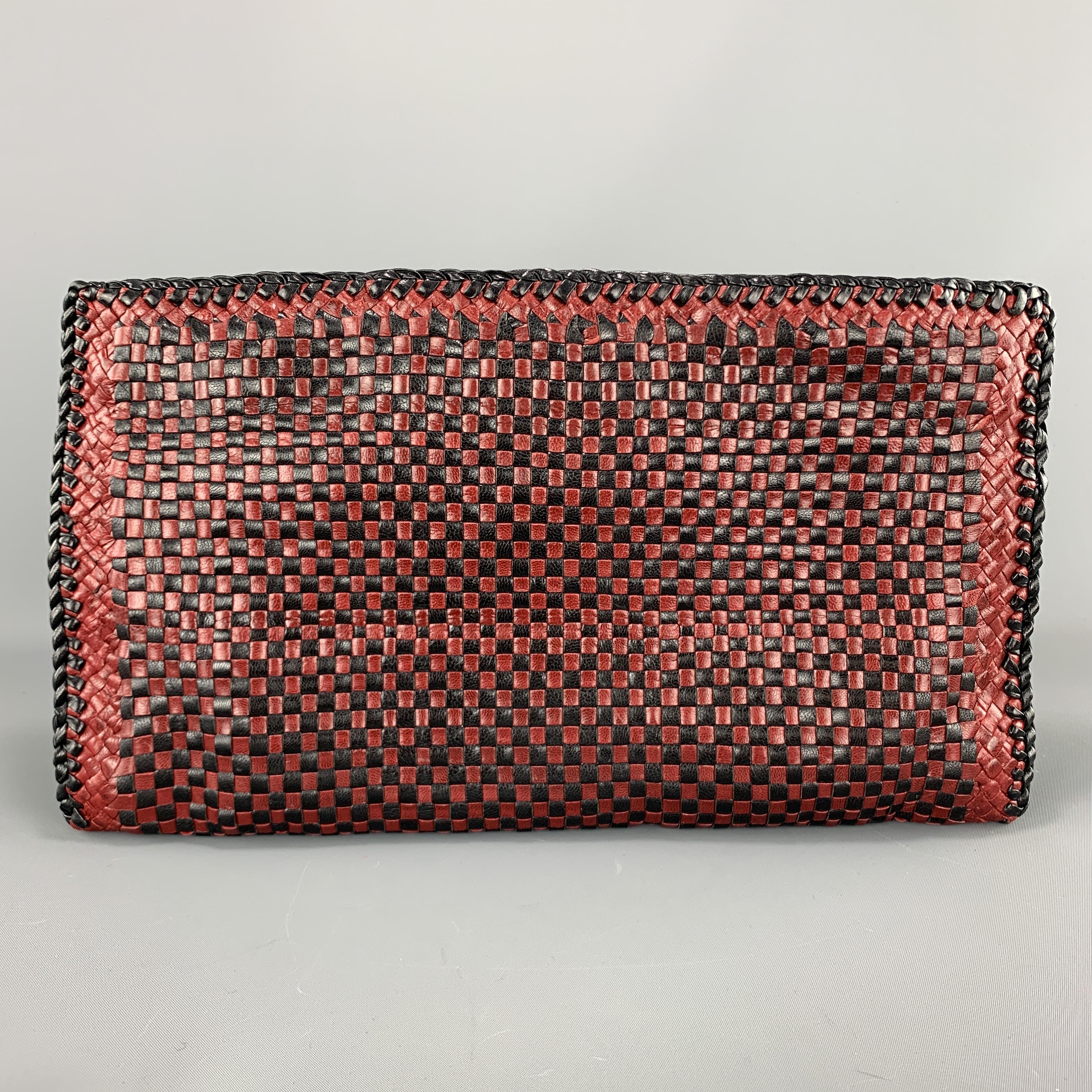 prada woven clutch