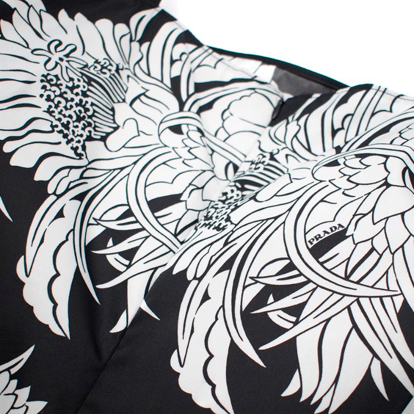 Gray Prada Red & Black Floral Flame Print Slip Dress - Size US8