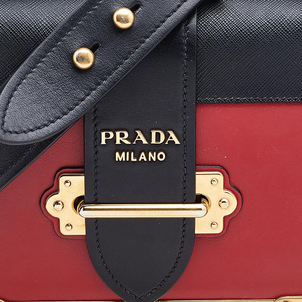 Women's Prada Red/Black Leather Cahier Flap Shoulder Bag