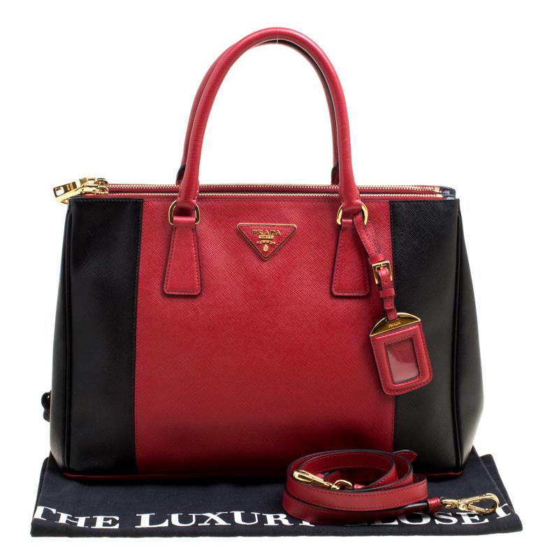 prada red and black handbag