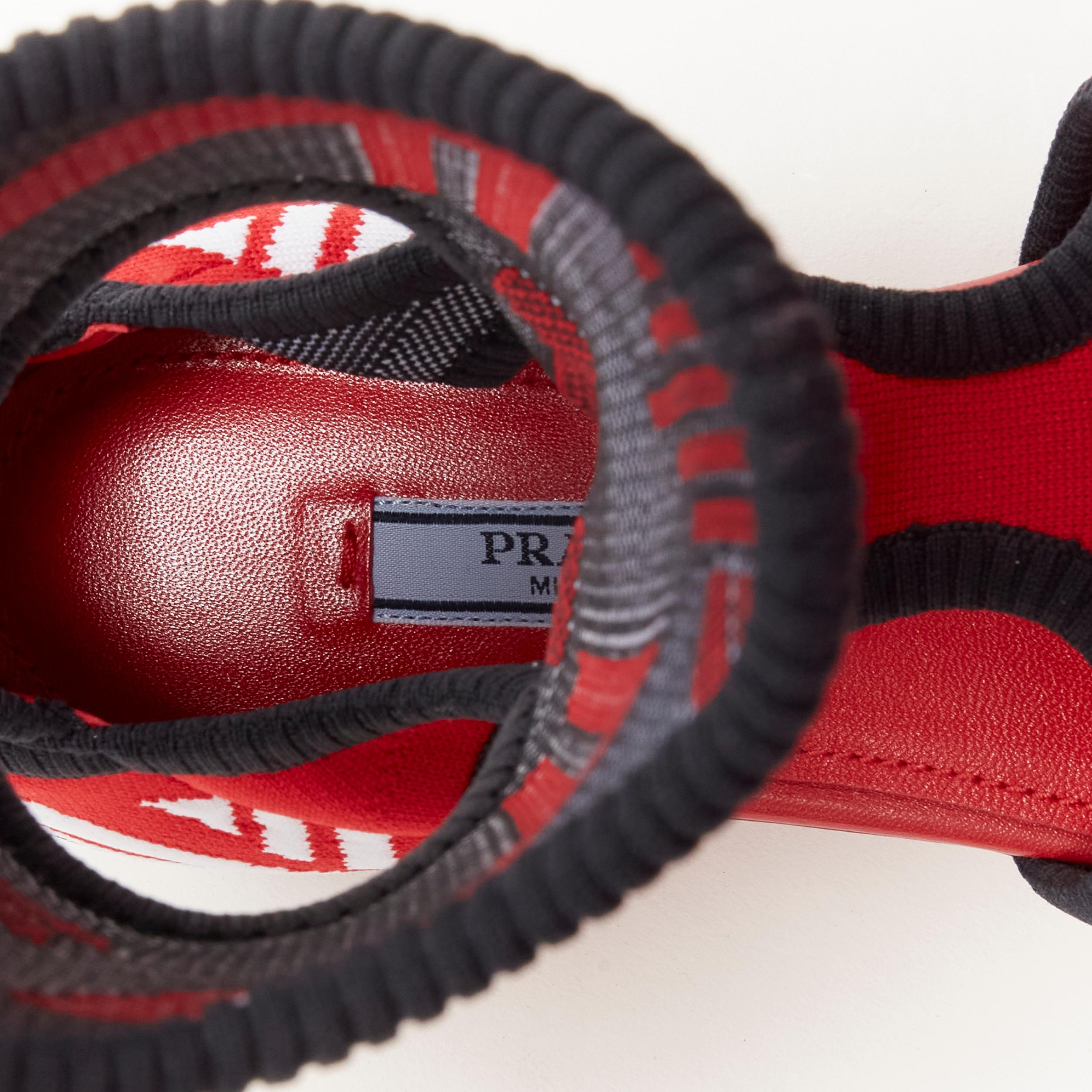 PRADA red black white stretch sock knit thong flat sandals EU35.5 For Sale 3